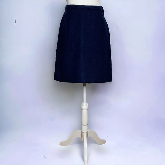 Vintage 60s 70s handmade women's navy blue high waisted wool mini skirt SZ XS - Picture 1 of 7